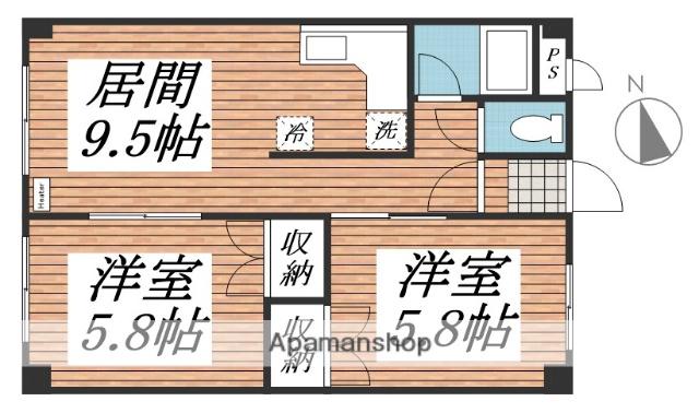 プレミアムバリューバンク美園(2DK/2階)の間取り写真