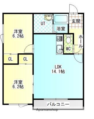 ハートウェルハウスⅦ(2LDK/1階)の間取り写真