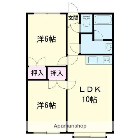 プリンスハイツ(2DK/3階)の間取り写真