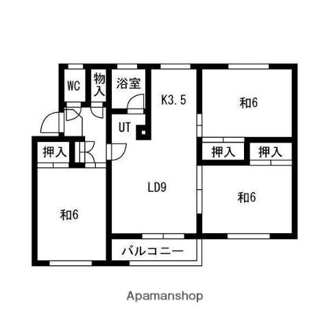 ヴィラナリー苫小牧IV(3LDK/1階)の間取り写真