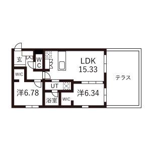 ピオネロ恵庭Ⅳ(2LDK/1階)の間取り写真