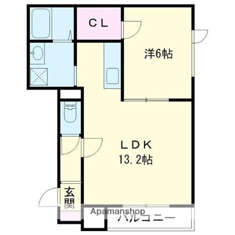 AAAγ(1LDK/1階)の間取り写真