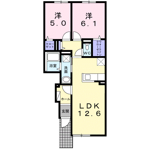 エス・スール XⅠ(2LDK/1階)の間取り写真