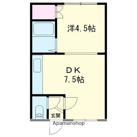 JOYマイシャトーA(1DK/2階)の間取り写真