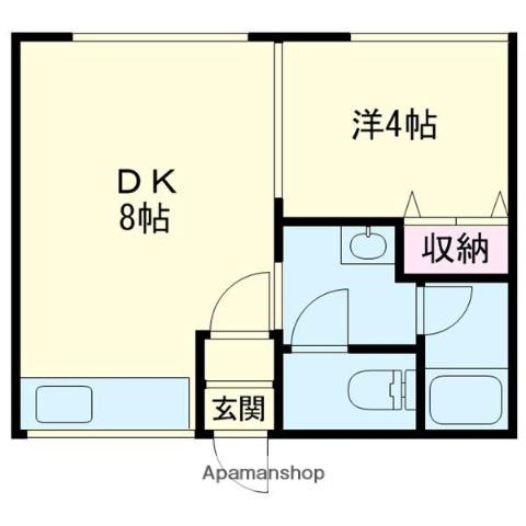 ソレイユ2(1DK/2階)の間取り写真