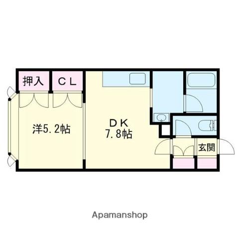 レインボーハウス柏木NO17(1DK/1階)の間取り写真