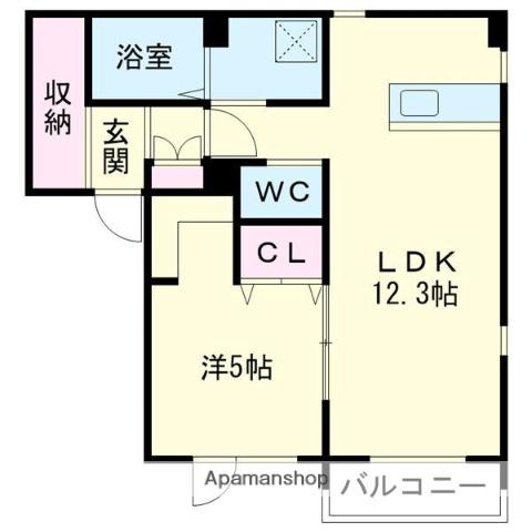 クレール五番館(1LDK/2階)の間取り写真