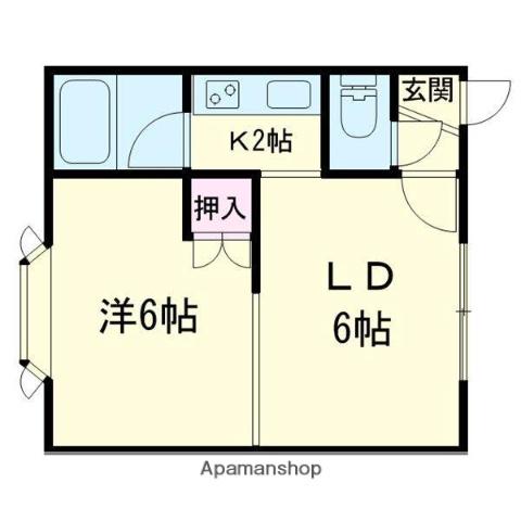 信濃壱番館(1LDK/2階)の間取り写真