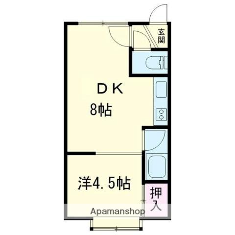 カーサ豊川(1DK/1階)の間取り写真