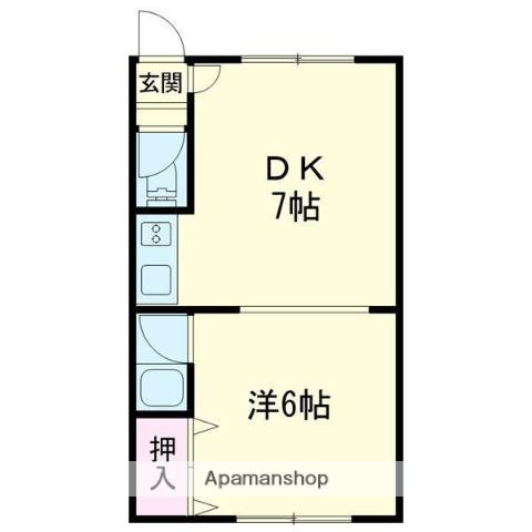 サンコート柏木A棟(1DK/2階)の間取り写真