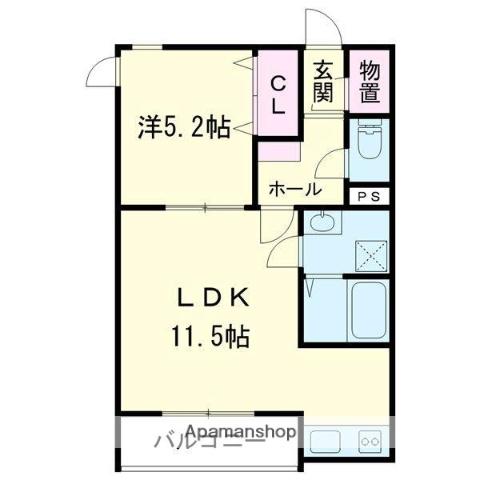INDIO北栄町(1LDK/3階)の間取り写真