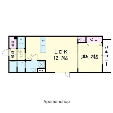 INDIO北栄町(1LDK/3階)の間取り写真