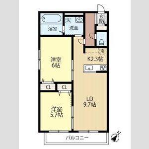 MOKU CHITOSE(2LDK/1階)の間取り写真