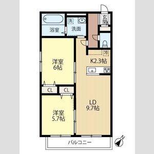 東雲2丁目2ー4B棟(2LDK/5階)の間取り写真