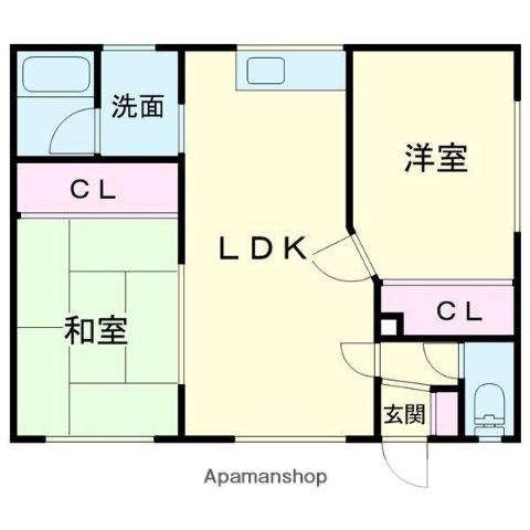 コーポ道(2LDK/1階)の間取り写真