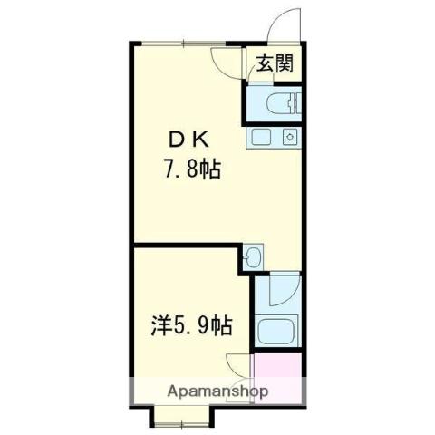 ビリーブ音羽(1DK/2階)の間取り写真