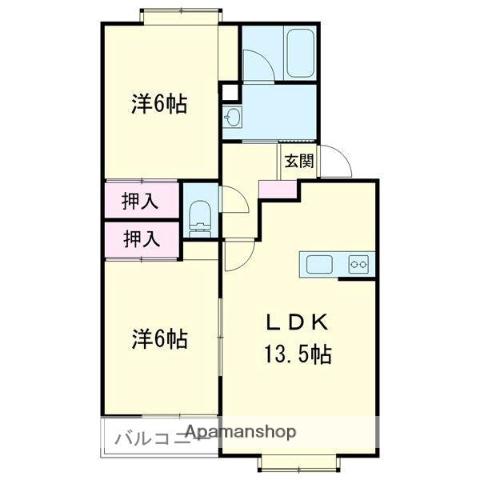 グランドハイツ萩野(2LDK/2階)の間取り写真