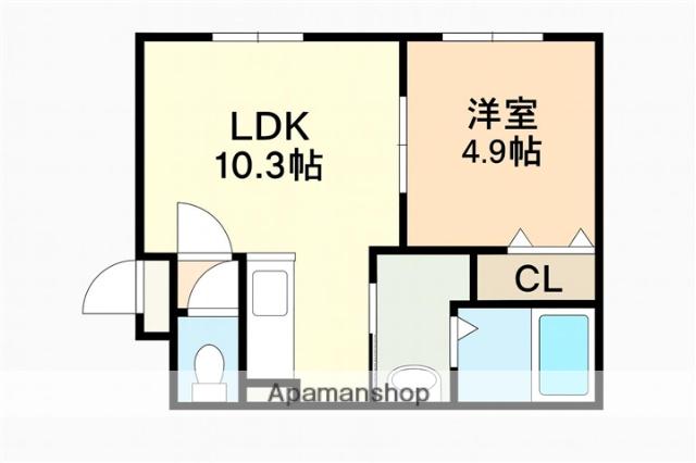 RUHE RAUM北栄(1LDK/4階)の間取り写真