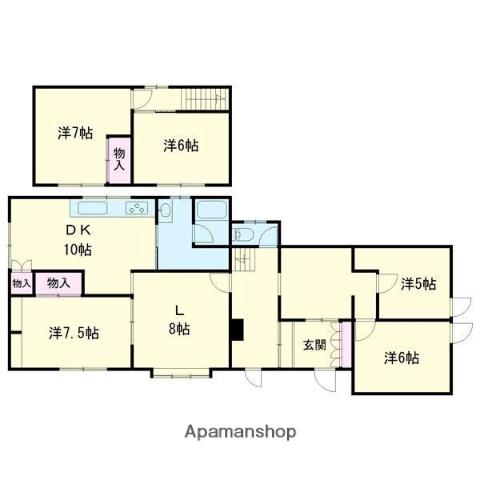 室蘭本線 糸井駅 徒歩13分 1階建 築53年(5LDK)の間取り写真