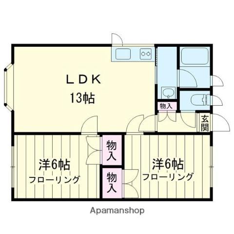 プラネートハイム(2DK/2階)の間取り写真