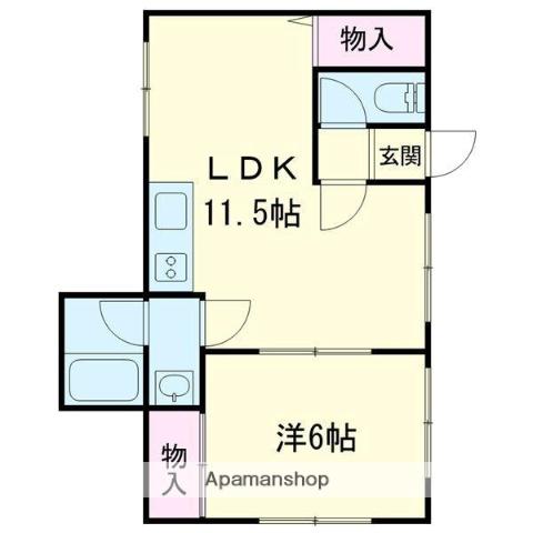 ヴィラハウス船見C(1DK/2階)の間取り写真