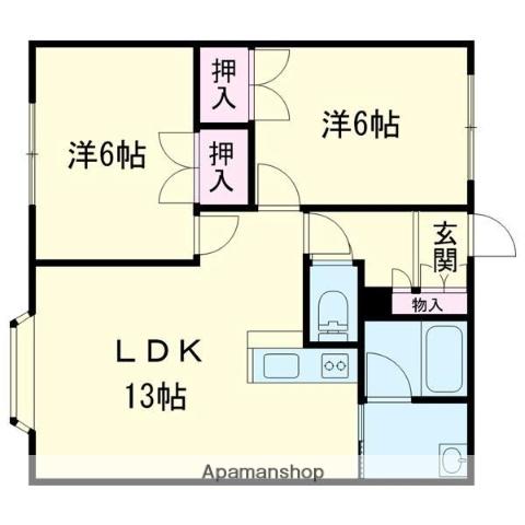 アウローラ(2LDK/2階)の間取り写真