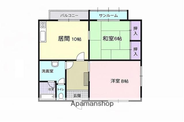 グランドハイツ新明C棟(2DK/2階)の間取り写真
