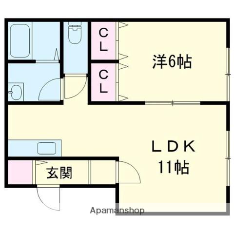 メゾン・ラ・ファイエット苫小牧Ⅰ(1LDK/2階)の間取り写真