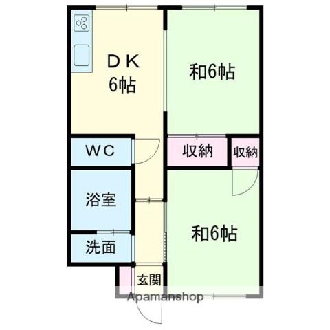 柏木シンフォニー(2DK/2階)の間取り写真
