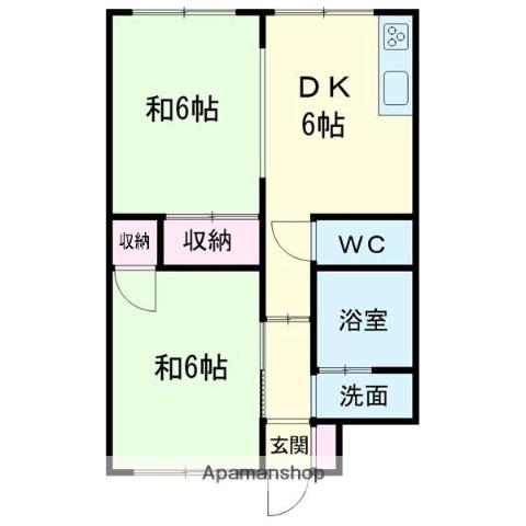 柏木シンフォニー(2DK/2階)の間取り写真