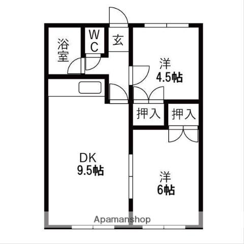ガーデンプレイス(2DK/2階)の間取り写真