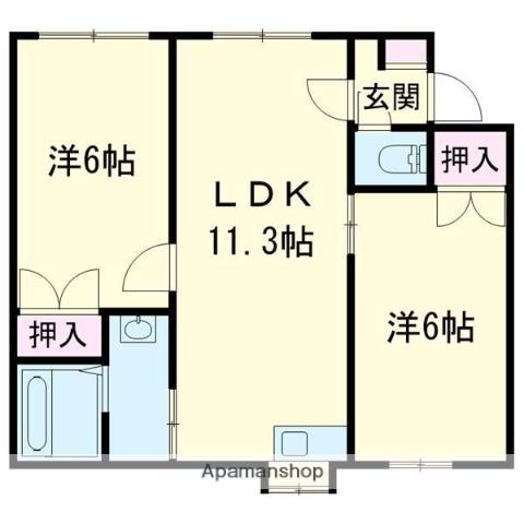 レインボーハウス白老NO.9(2LDK/1階)の間取り写真