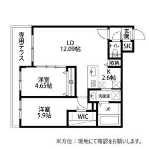 千歳市末広4丁目MS(2LDK/1階)の間取り写真