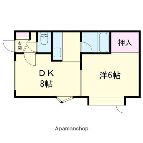 グランドハウスB(1DK/2階)の間取り写真