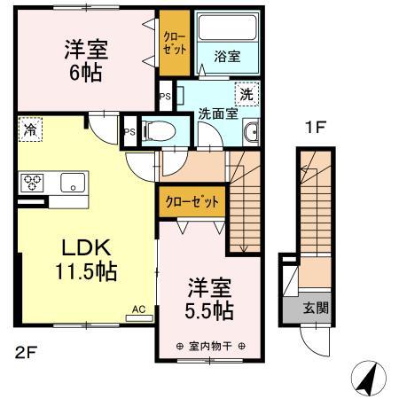 セジュール沼ノ端中央VII(2LDK/2階)の間取り写真