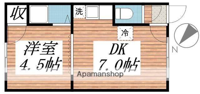 アルカンシエル(1DK/2階)の間取り写真