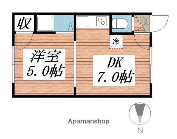 セゾンコート(1DK/2階)の間取り写真