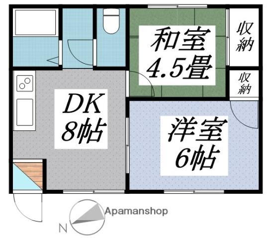 ヒルズジュエリーB(2DK/1階)の間取り写真