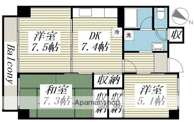 フォーシーズン苫小牧(3DK/5階)の間取り写真