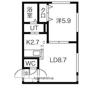 シーガーデン(1LDK/2階)の間取り写真