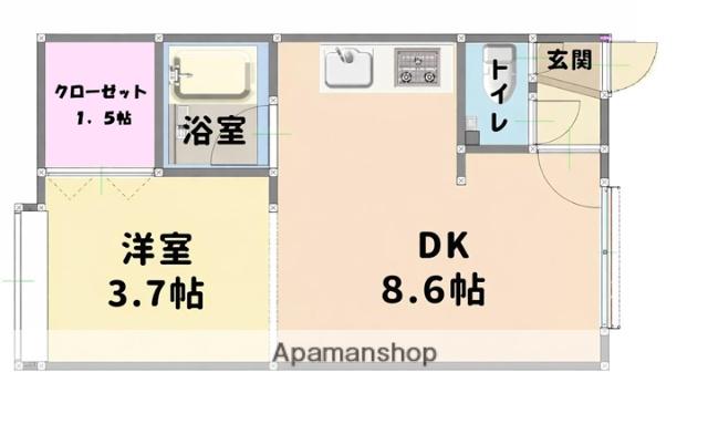 ドリームワンA(1LDK/1階)の間取り写真