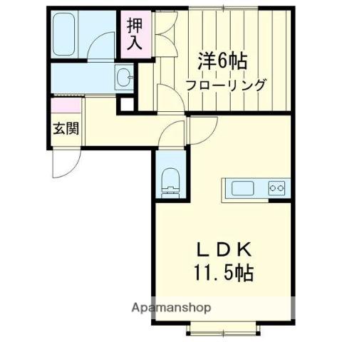 シンワハイツD(1LDK/1階)の間取り写真