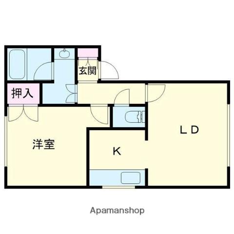 シンワハイツD(1LDK/1階)の間取り写真