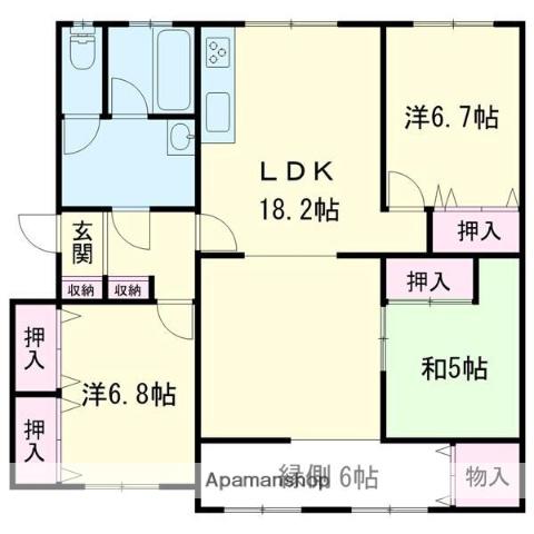 グランドール高丘A(3SLDK/3階)の間取り写真