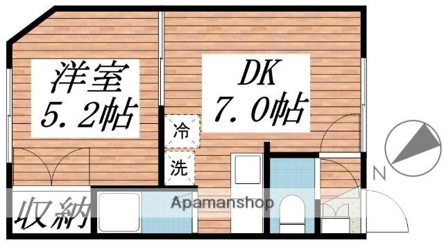 ベイサイドテラスB(1DK/2階)の間取り写真