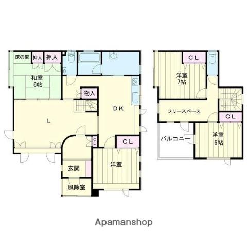 ウトナイ北7丁目一軒家(4LDK/1階)の間取り写真