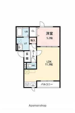 拓勇西町8 B棟(1LDK/3階)の間取り写真