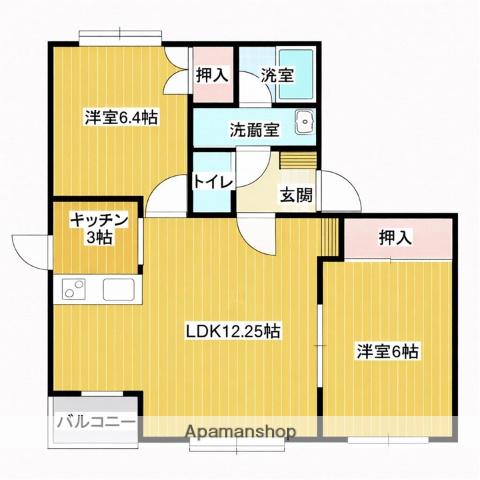 カーサピーノ(2LDK/1階)の間取り写真
