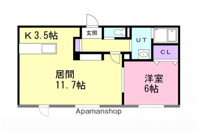 GRAND COURT B(1LDK/1階)の間取り写真