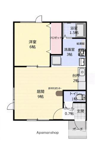 ハイツ古川Ⅲ(1LDK/1階)の間取り写真